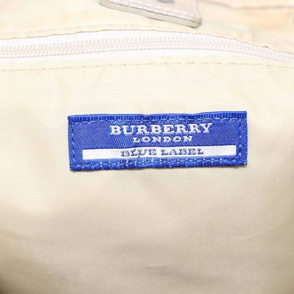 BURBERRY Nova Check Blue Label Tote Bag Nylon Beige Pink Silver Auth ti2039 - Picture 11 of 16
